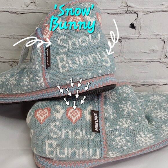 'MUK-LUKS' FUZZY SLIP-ON 'SNOW~BUNNY' SLIPPERS - Picture 5 of 16